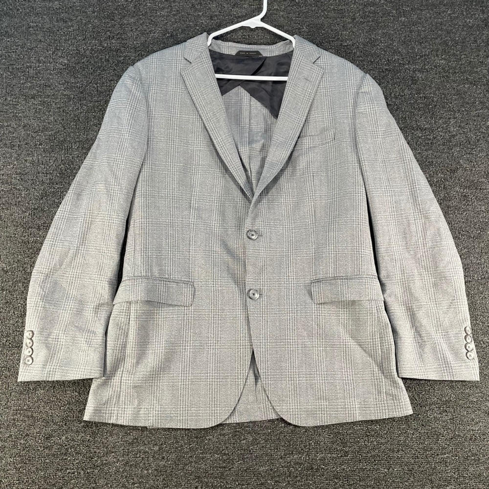 Hugo Boss Sport Coat Mens 40R Grey Drago Italian Wool Glen Plaid Good Jacket